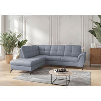 ECKSOFA in Vliesstoff Kombination Echtleder/Stoff Graublau  212/244 cm  - Graublau/Schwarz, MODERN, Leder/Textil (212/244cm) - Sit & More