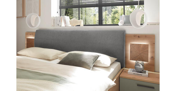 BETTANLAGE 180/200 cm  in Grau, Salbeigrün, Eiche Artisan  - Salbeigrün/Eiche Artisan, KONVENTIONELL, Holzwerkstoff/Textil (180/200cm) - Xora