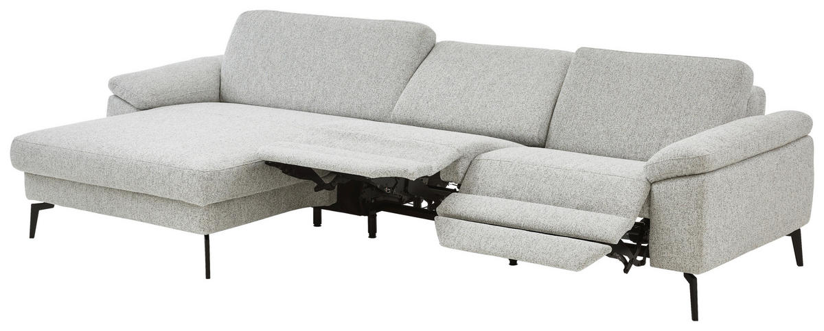 ECKSOFA  in Chenille Silberfarben  171/309 cm  - Silberfarben/Schwarz, Design, Textil/Metall (171/309cm) - Valdera
