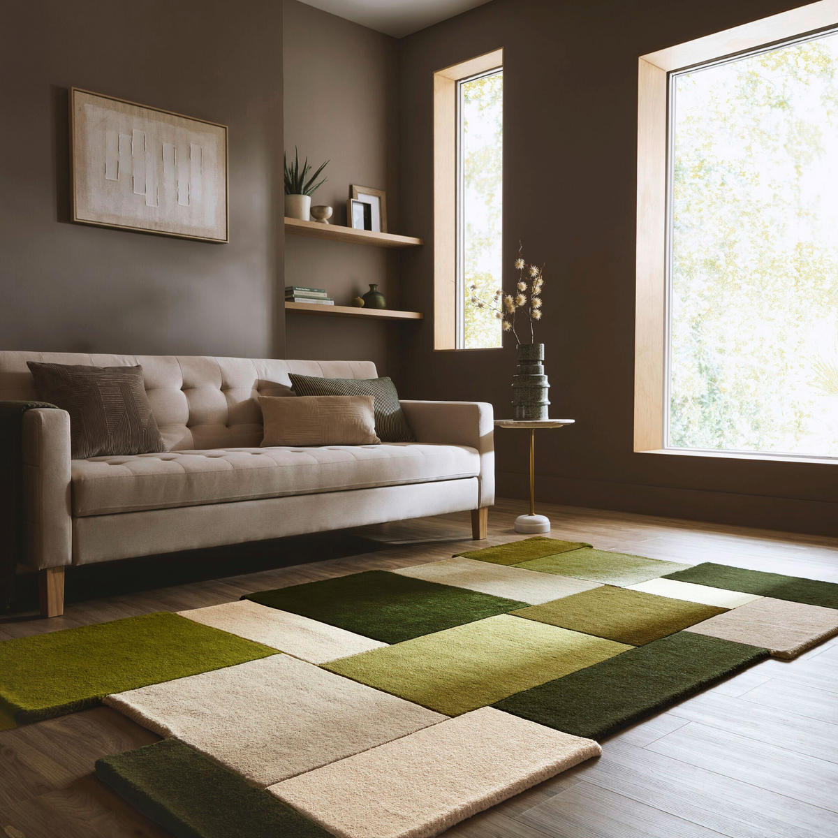 WOLLTEPPICH 200/290 cm Collage Grün rechteckig  - Grün, Basics, Textil (200/290cm) - Flair Rugs