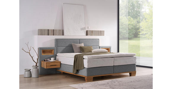 BOXSPRINGBETT 160/200 cm in Eichefarben, Hellgrau - Eichefarben/Hellgrau, Natur, Holz/Textil (160/200cm) - Valnatura
