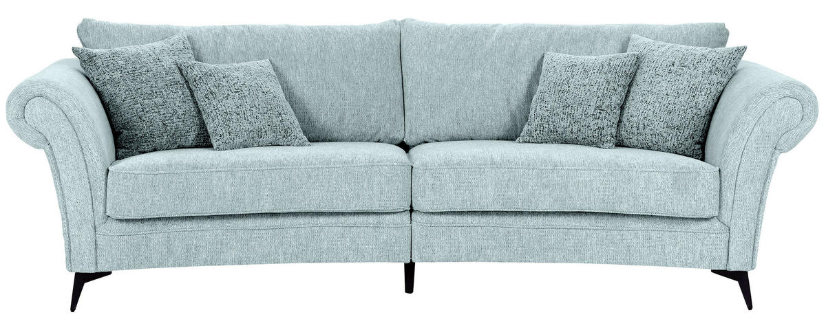 MEGASOFA Chenille Türkis  - Türkis/Schwarz, ROMANTIK / LANDHAUS, Textil/Metall (273/50/79/125cm) - Landscape
