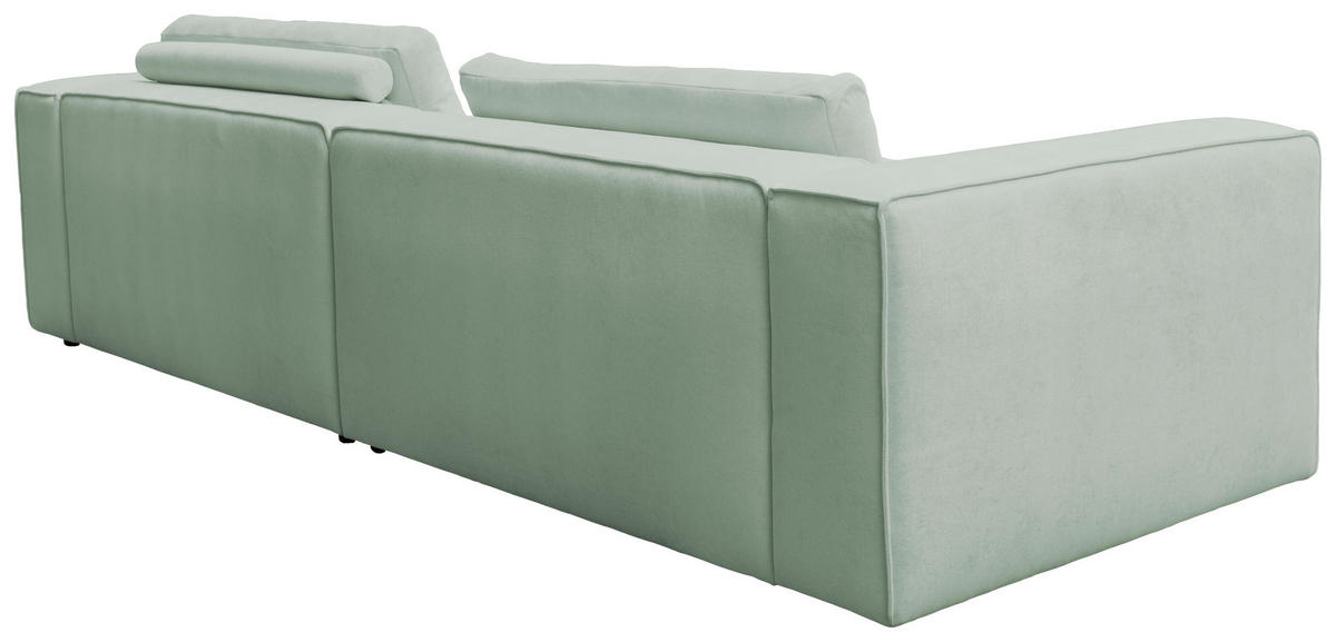ECKSOFA Mintgrün Chenille Rücken echt  - Schwarz/Mintgrün, MODERN, Kunststoff/Textil (296/185cm) - Hom`in
