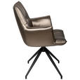 ARMLEHNSTUHL  in Eisen Lederlook  - Schwarz/Braun, Design, Textil/Metall (59/89,5/63cm) - Novel