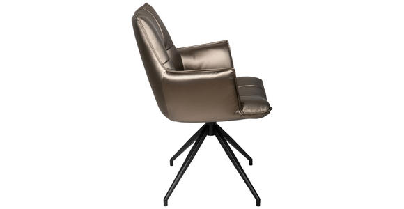 ARMLEHNSTUHL in Eisen Lederlook - Schwarz/Braun, Design, Textil/Metall (59/89,5/63cm) - Novel
