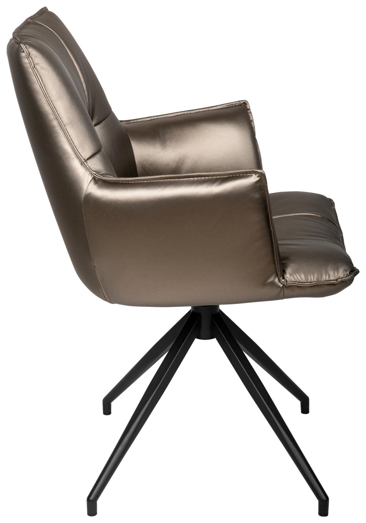 ARMLEHNSTUHL  in Eisen Lederlook  - Schwarz/Braun, Design, Textil/Metall (59/89,5/63cm) - Novel