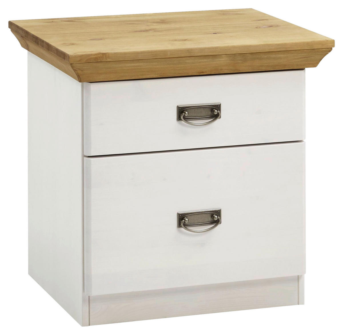 NACHTSCHRANK 58/57/48 cm Kiefer massiv  - Laugenfarbig/Silberfarben, ROMANTIK / LANDHAUS, Holz/Metall (58/57/48cm) - Boxxx