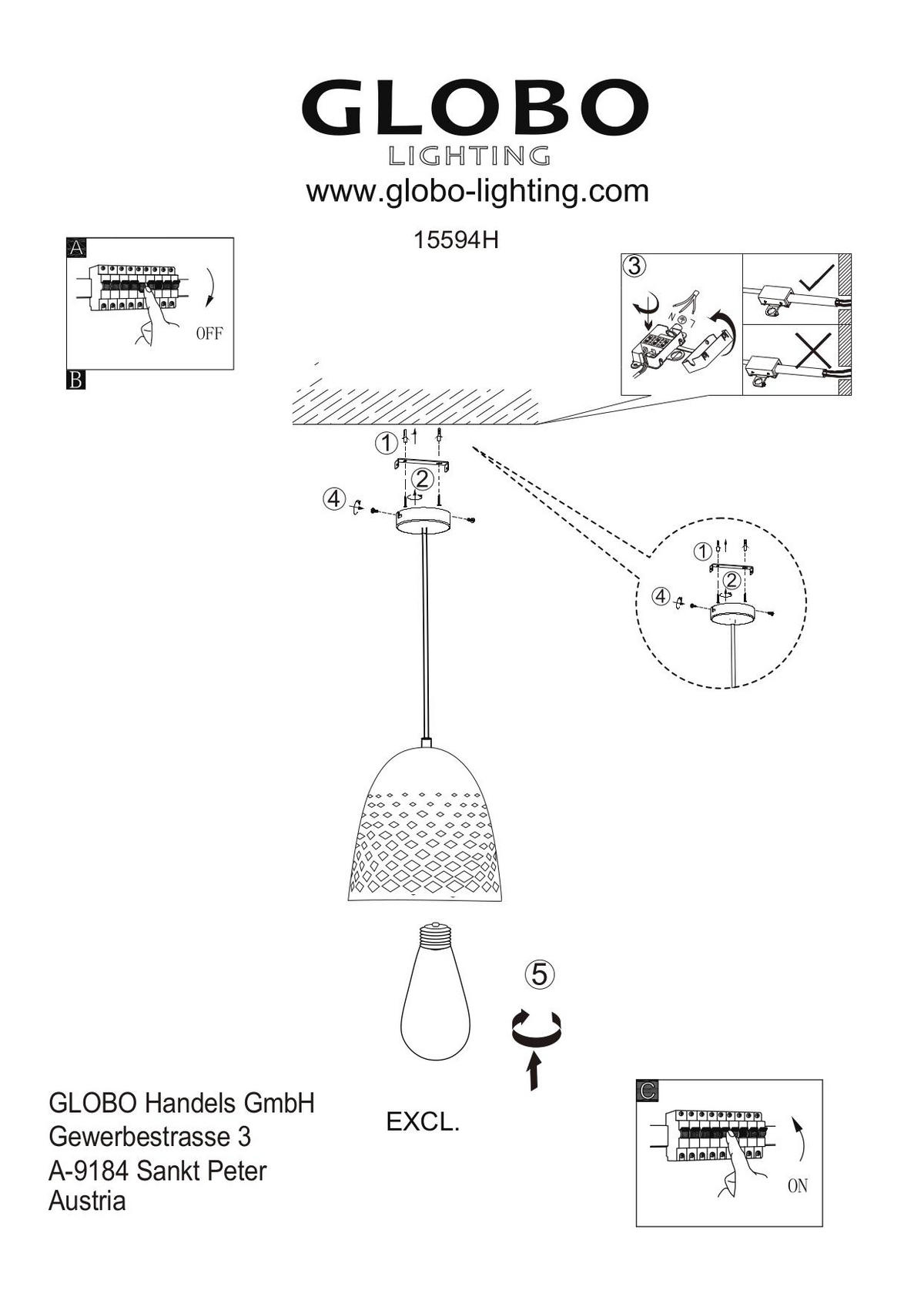 HÄNGLAMPA 20/120 cm  - grå/svart, Basics, metall/textil (20/120cm) - Globo