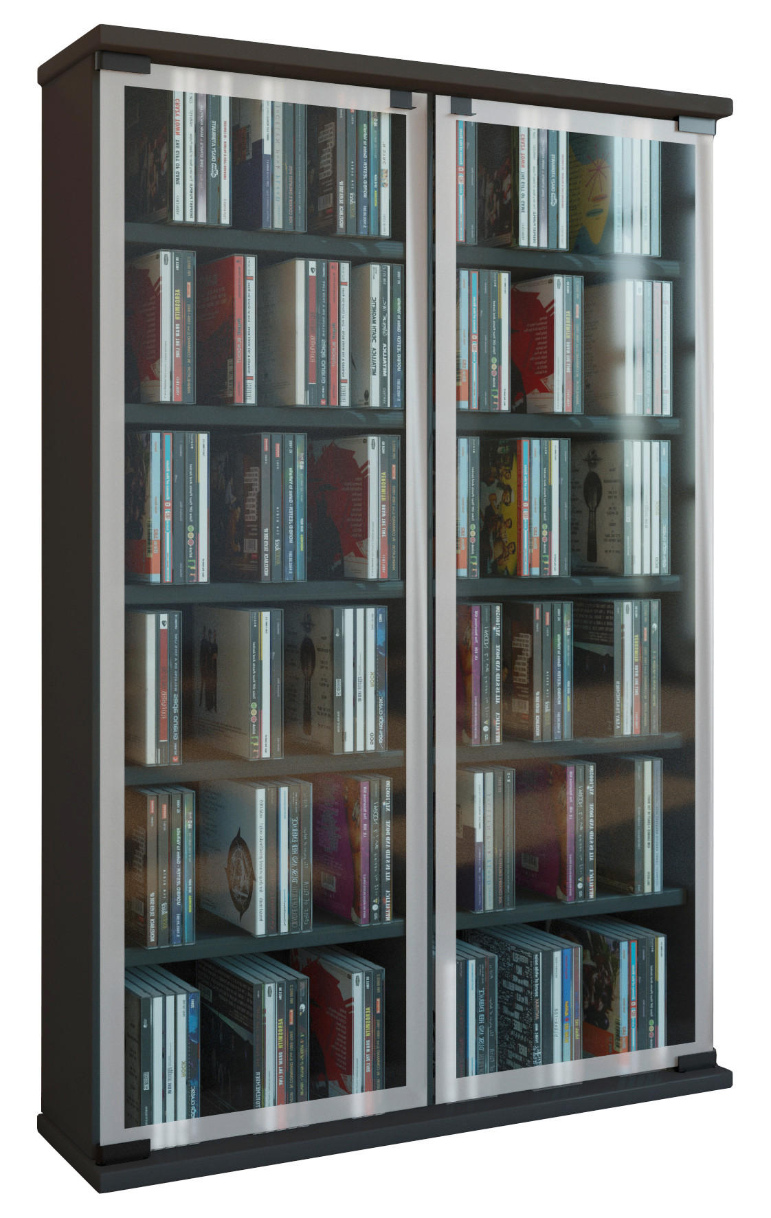 CD Regal mit Glastüren Galerie 60 cm Schwarz