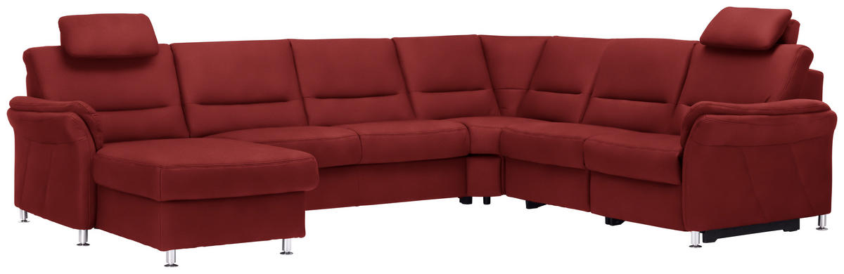 WOHNLANDSCHAFT in Mikrofaser Rot  - Rot/Alufarben, Konventionell, Textil/Metall (173/330/262cm) - Beldomo System