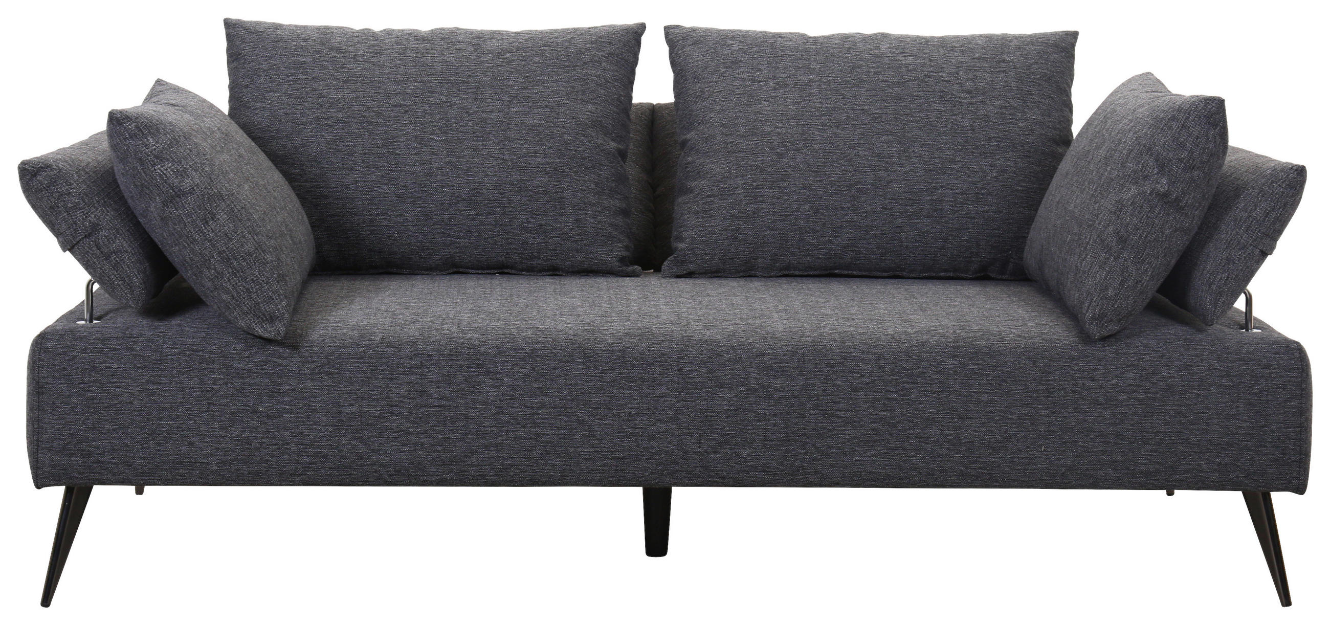 SCHLAFSOFA Leinenoptik Dunkelgrau  - Dunkelgrau/Schwarz, Design, Textil/Metall (207/85/90cm) - Livetastic