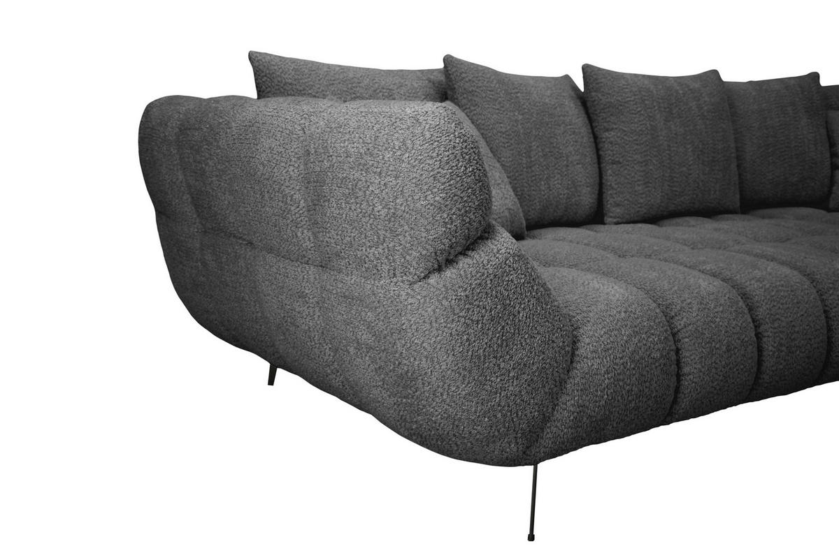 ECKSOFA 318/217 cm  in Bouclé Schwarz Zierkissen, Rückenkissen, Rücken echt  318/217 cm  - Schwarz, MODERN, Textil/Metall (318/217cm) - Carryhome