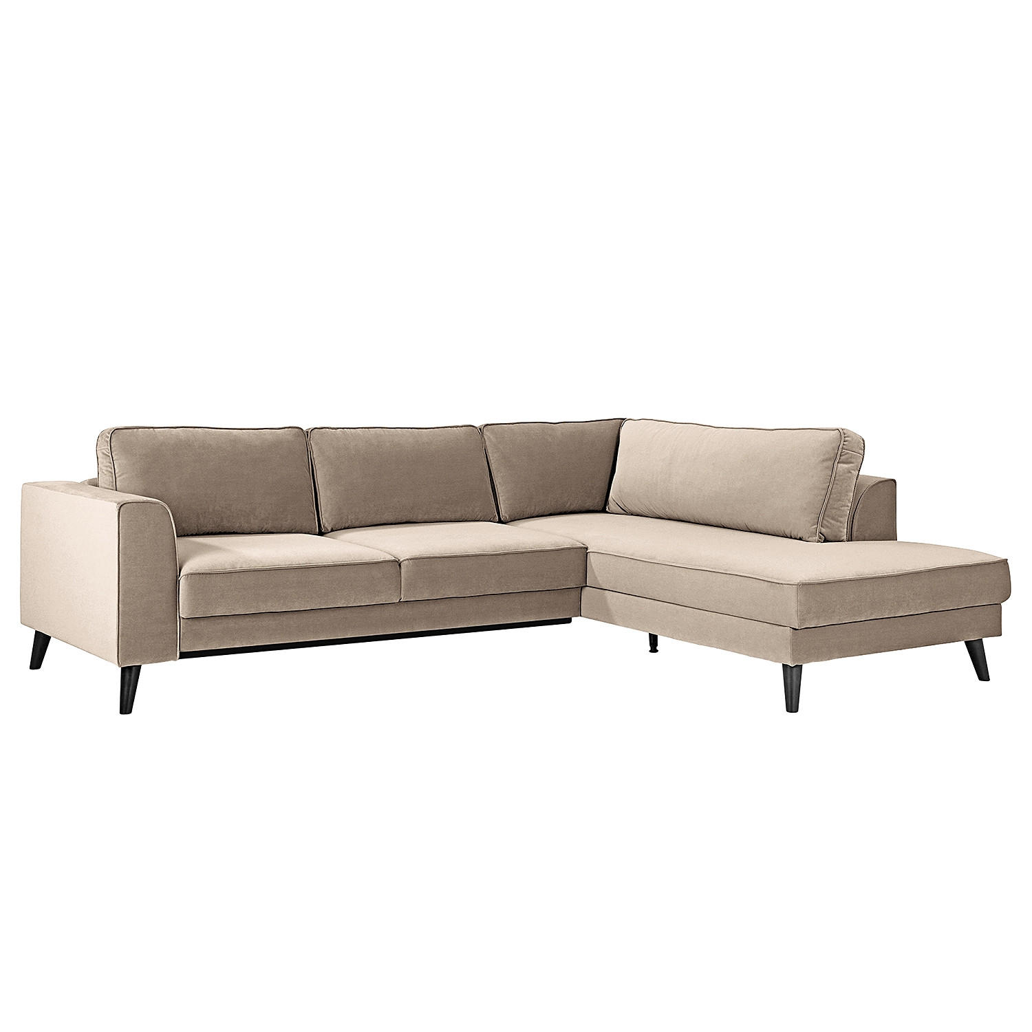 ECKSCHLAFSOFA in Samt Hellgrau  - Wengefarben/Hellgrau, Modern, Holz/Textil (264/85/203cm) - Trendmanufaktur