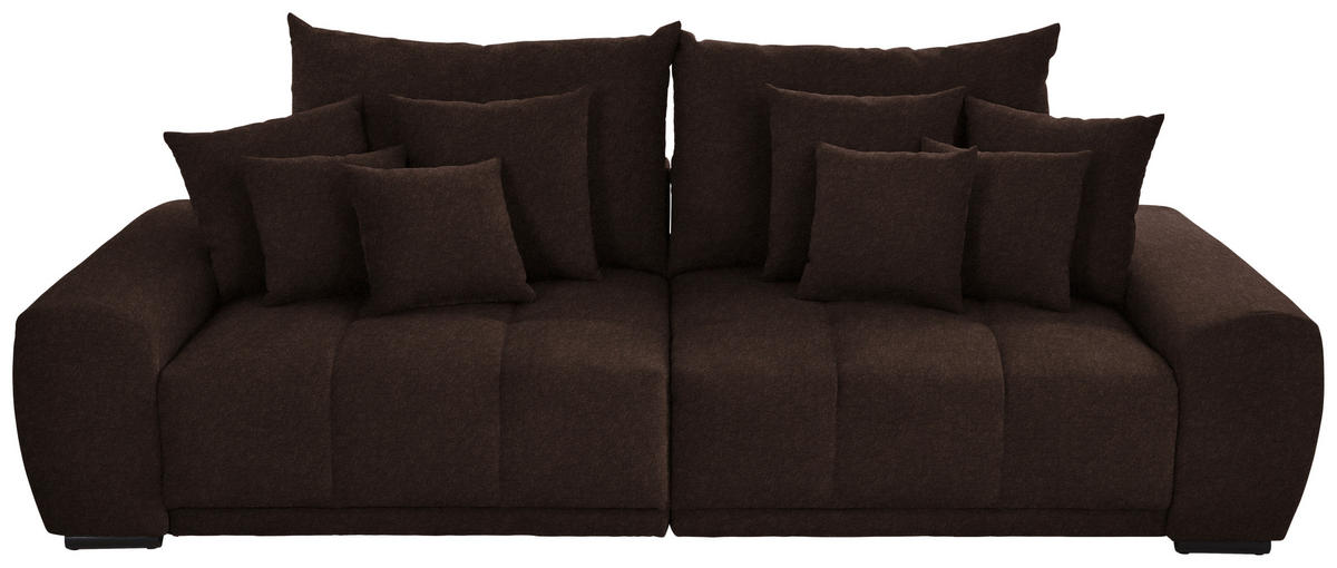 BIGSOFA in Samt Dunkelbraun  - Dunkelbraun/Schwarz, Konventionell, Holz/Textil (280/67/120cm) - Carryhome