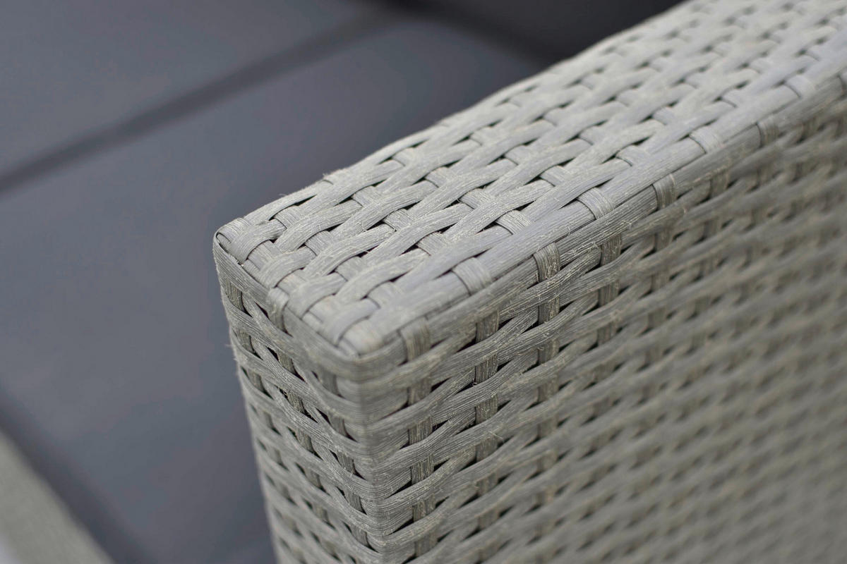 LOUNGEGARNITUR   Stahl  - Beige, KONVENTIONELL, Glas/Kunststoff - Gardenson