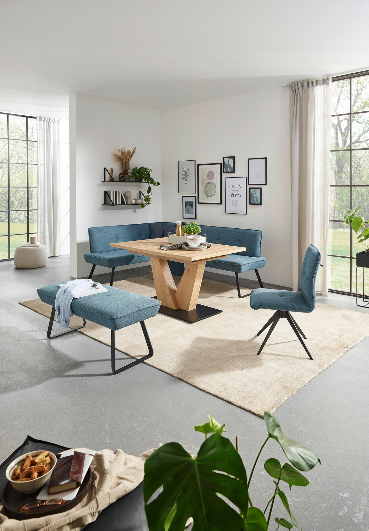 STUHL  in Stahl Flachgewebe Metall, Textil  - Blau/Schwarz, Design, Textil/Metall (46/91/62cm) - Dieter Knoll
