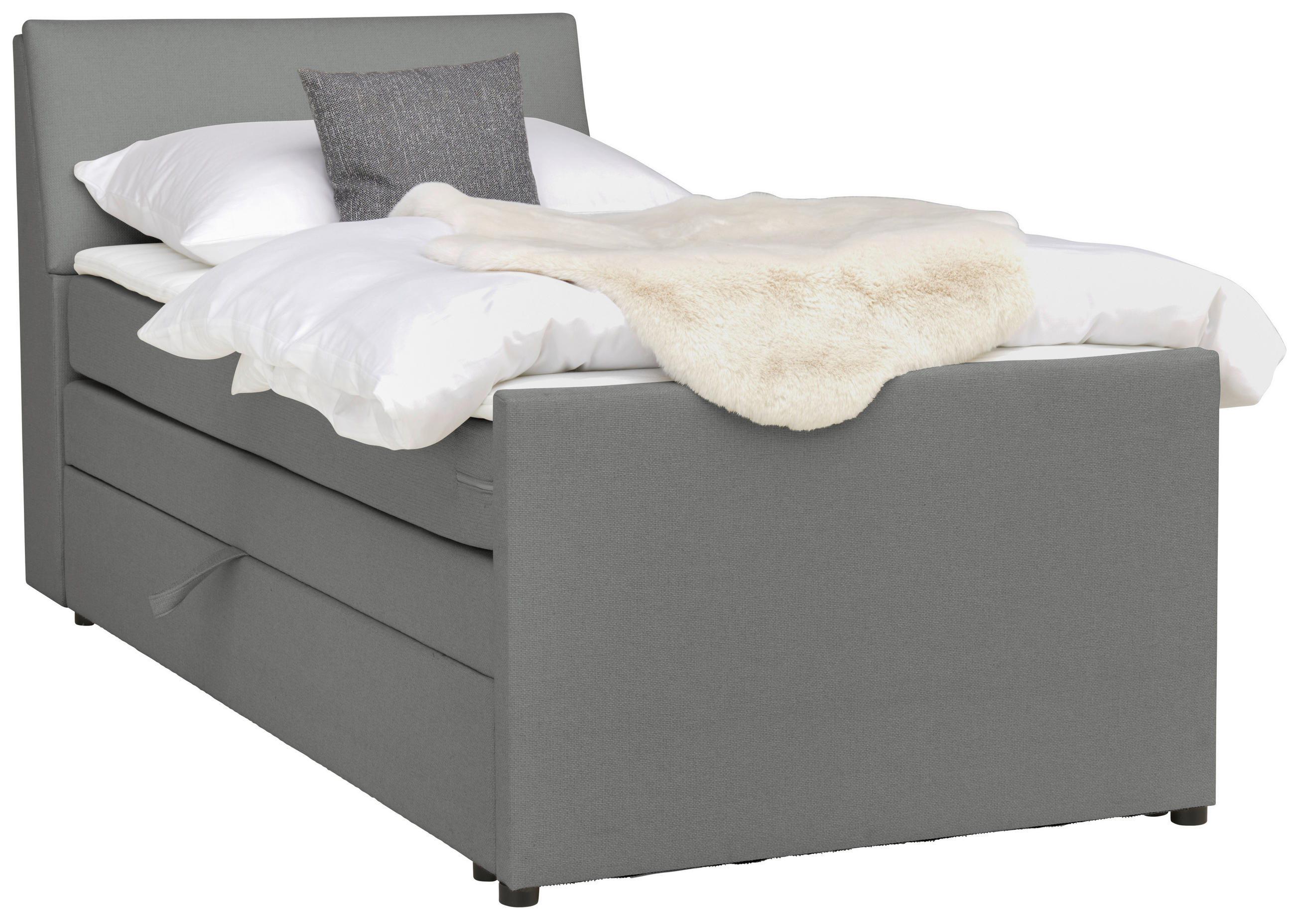 BOXSPRINGBETT 100/200 cm  in Grau  - Schwarz/Grau, MODERN, Holz/Textil (100/200cm) - MID.YOU