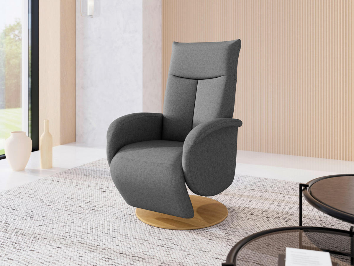 RELAXSESSEL Textil Dunkelgrau  - Eichefarben/Dunkelgrau, Konventionell, Holzwerkstoff/Textil (75/112/82cm) - Sit & More