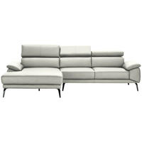 ECKSOFA Weiß Echtleder  - Schwarz/Weiß, Design, Leder/Metall (187/295cm) - Novel