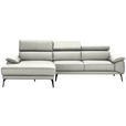 ECKSOFA Weiß Echtleder  - Schwarz/Weiß, Design, Leder/Metall (187/295cm) - Novel