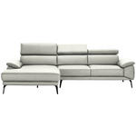 ECKSOFA Weiß Echtleder  - Schwarz/Weiß, Design, Leder/Metall (187/295cm) - Novel