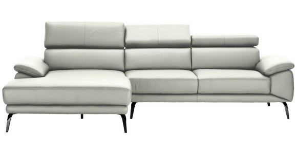ECKSOFA Weiß Echtleder - Schwarz/Weiß, Design, Leder/Metall (187/295cm) - Novel