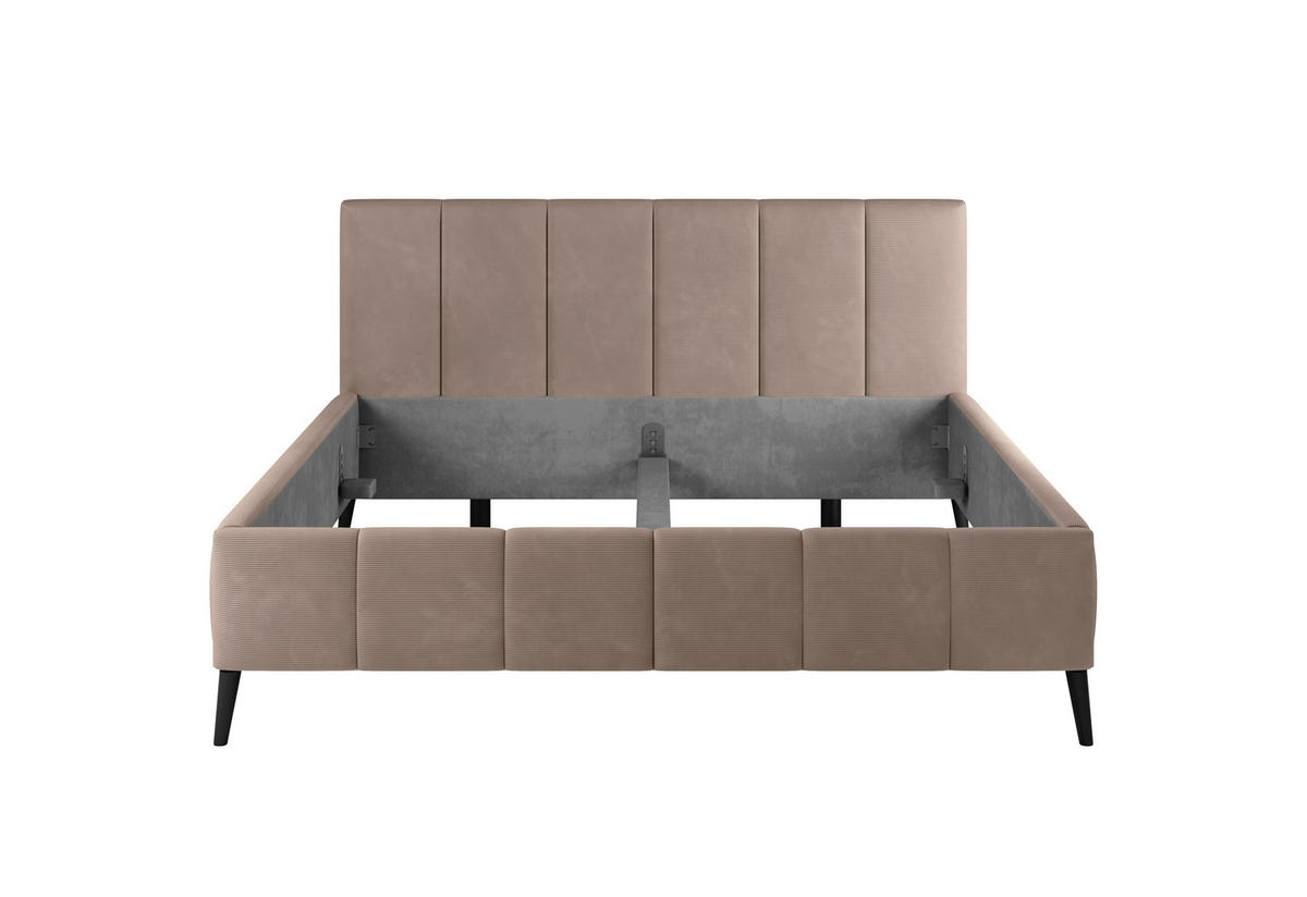 POLSTERBETT 180/200 cm  in Hellbraun  - Hellbraun/Schwarz, Trend, Holz/Textil (180/200cm) - home24
