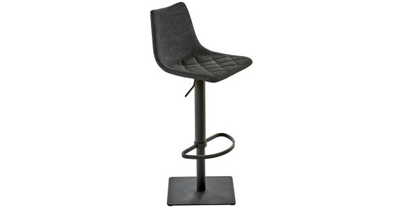 BARHOCKER Lederlook Schwarz Stahl Sitzfläche 360° drehbar - Schwarz, Design, Textil/Metall (43/85 - 110/46cm) - Novel
