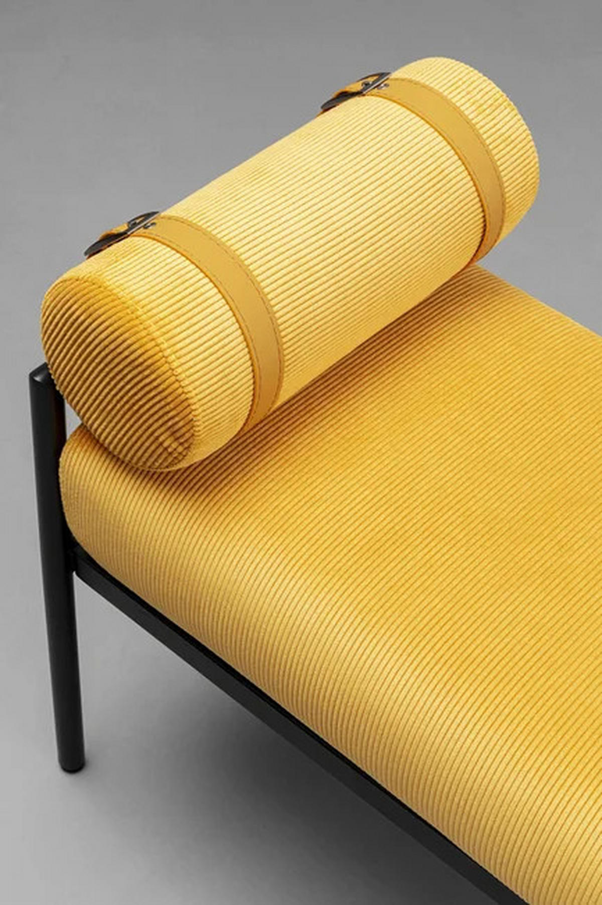 SITZBANK 140/62/40 cm Samt Currygelb  - Currygelb/Schwarz, MODERN, Textil/Metall (140/62/40cm) - Kare-Design