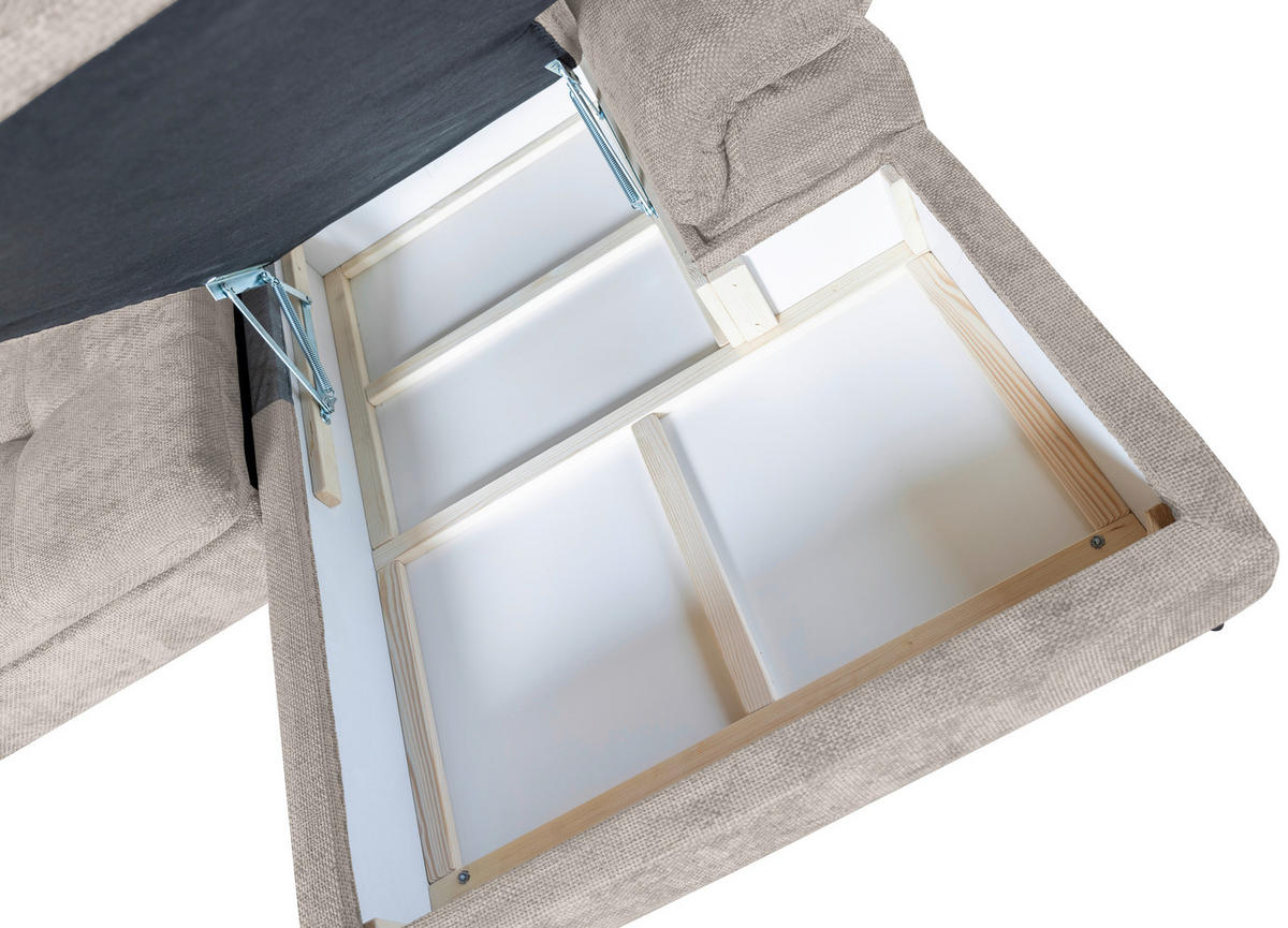 WOHNLANDSCHAFT in Struktur Creme  - Creme/Schwarz, KONVENTIONELL, Textil/Metall (253/357/188cm) - Carryhome