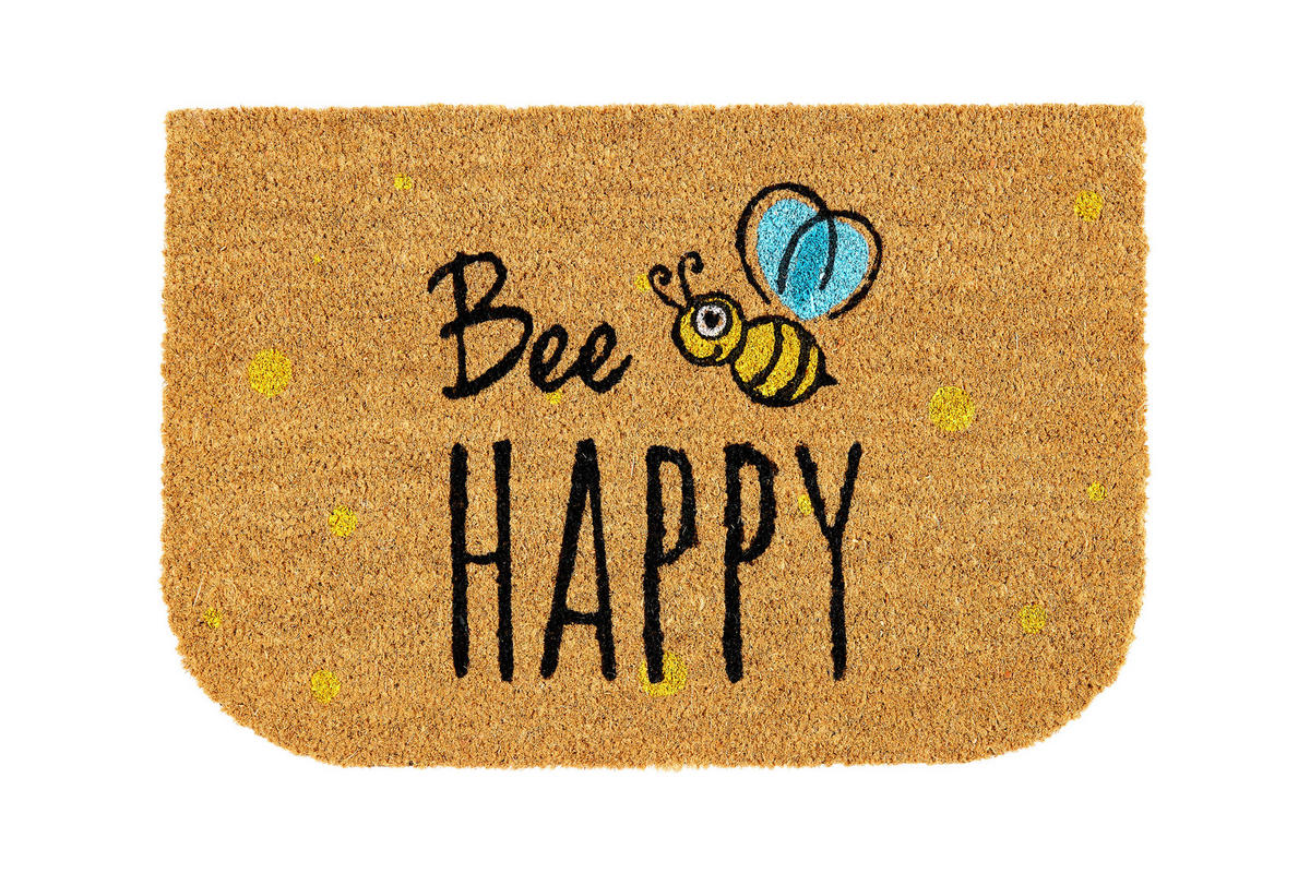 DÖRRMATTA - currygul/svart, Trend, plast/naturmaterial (40/60cm)