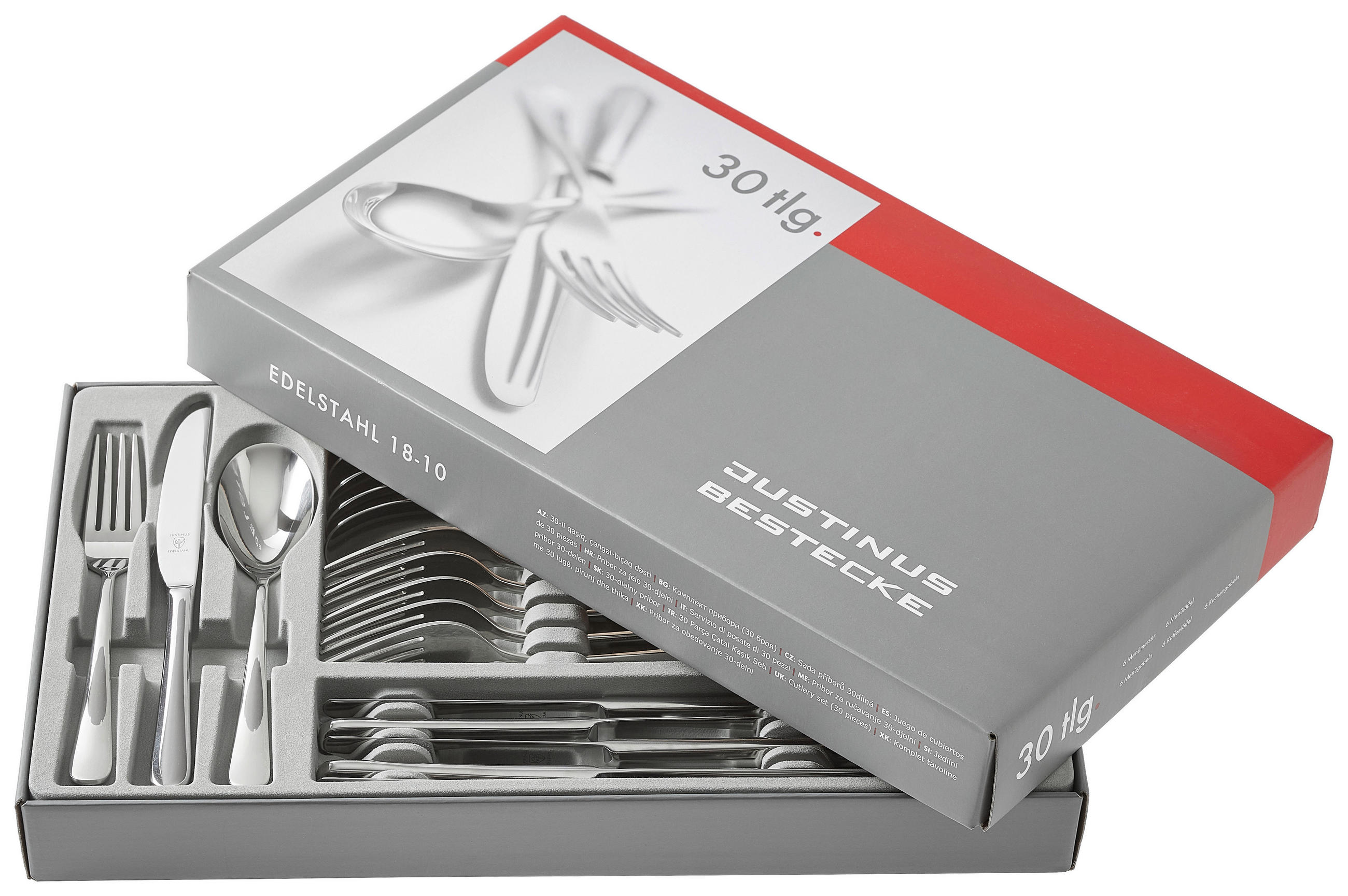 BESTECKSET AVENTUS 30-teilig Edelstahl  - Silberfarben, Basics, Metall - Justinus
