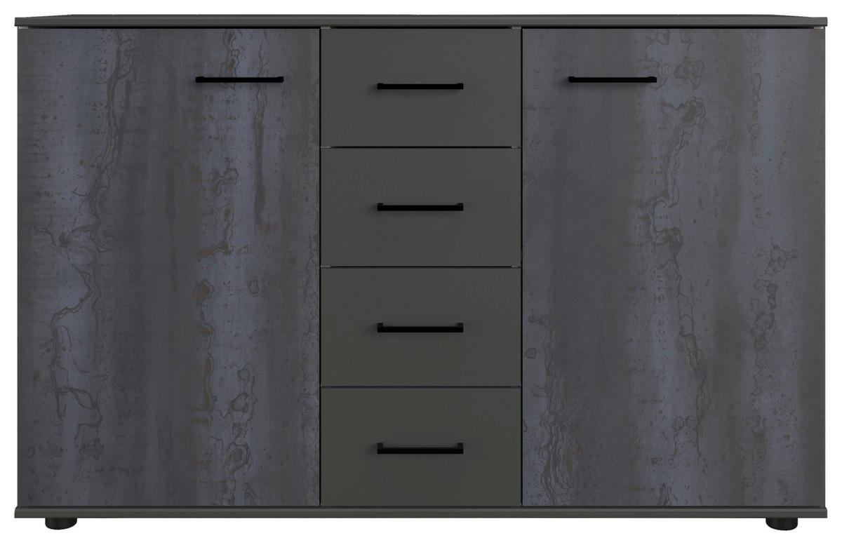 Comodă 130/83/41 cm  - gri închis/grafit, Basics, material pe bază de lemn (130/83/41cm) - MID.YOU