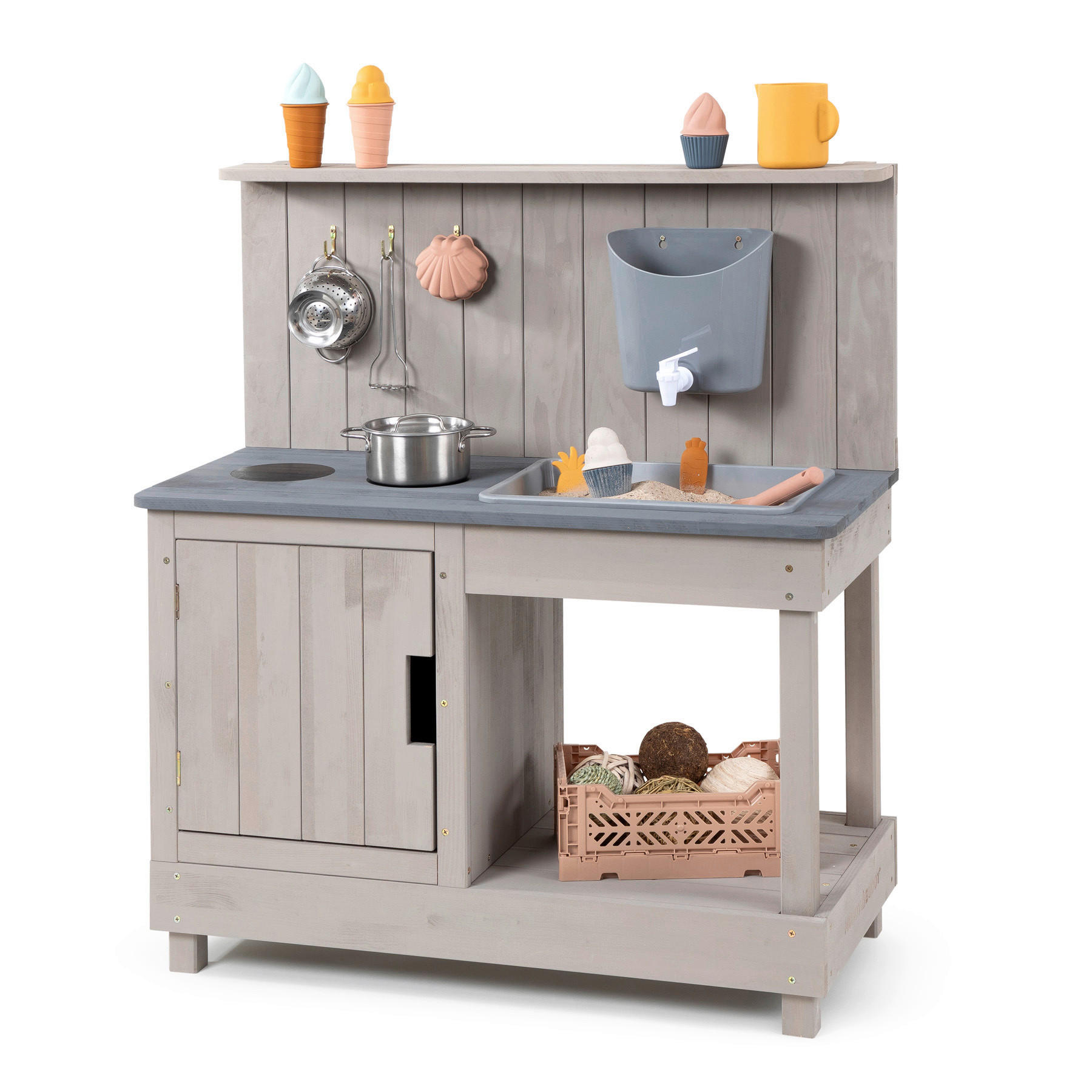 MATSCHKÜCHE  - Hellgrau, Basics, Holz (80/40/90cm) - MUDDY BUDDY