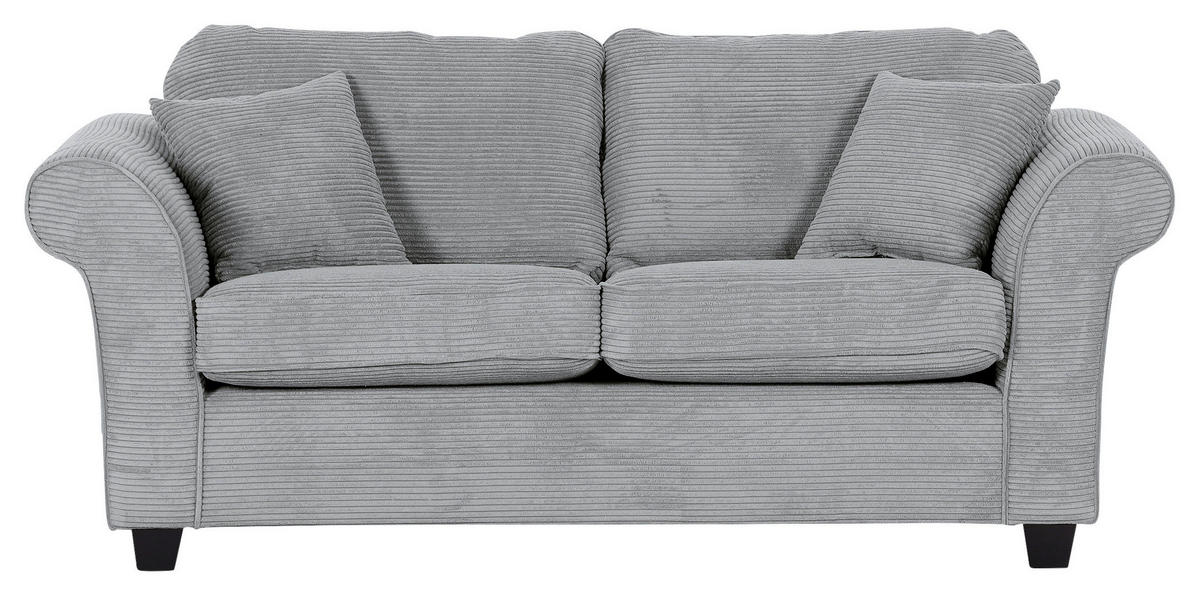 2-SITZER-SOFA in Cord Hellgrau  - Dunkelbraun/Hellgrau, Konventionell, Holz/Textil (190/70/90cm) - home24