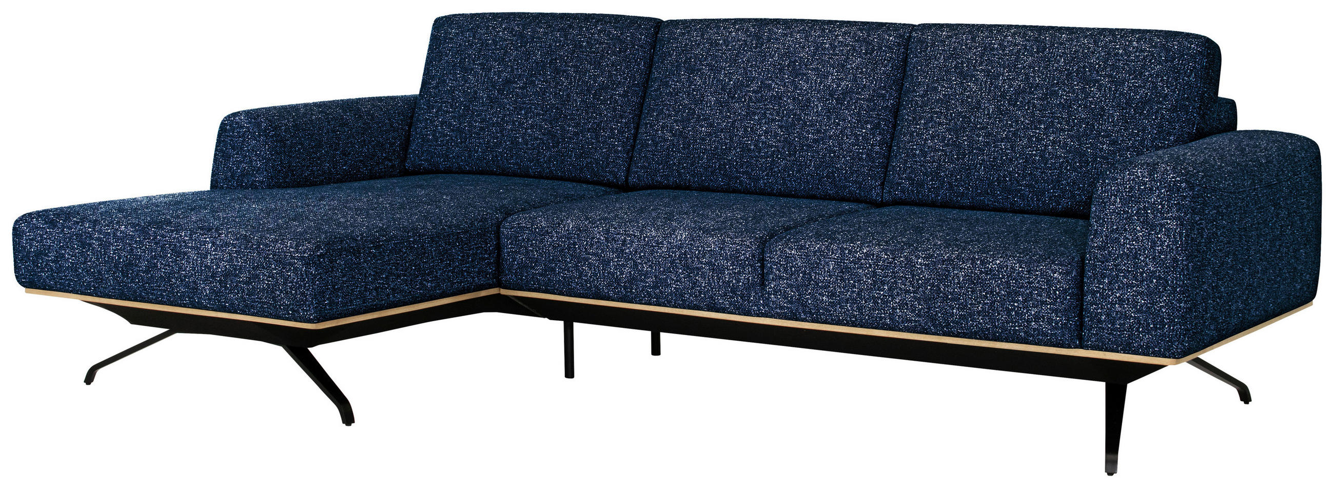 ECKSOFA Blau Struktur  - Blau/Schwarz, Design, Textil/Metall (157/262cm) - Novel