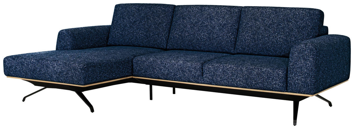 ECKSOFA in Struktur Blau  - Blau/Schwarz, Design, Textil/Metall (157/262cm) - Novel
