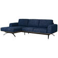 ECKSOFA in Struktur Blau  - Blau/Schwarz, Design, Textil/Metall (157/262cm) - Novel