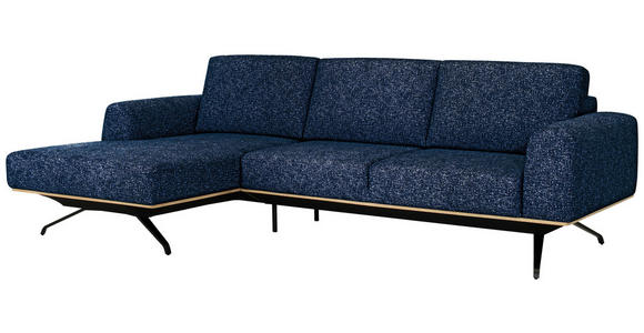 ECKSOFA in Struktur Blau  - Blau/Schwarz, Design, Textil/Metall (157/262cm) - Novel