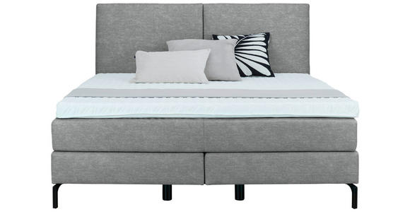 BOXSPRINGBETT 180/200 cm in Grau - Schwarz/Grau, KONVENTIONELL, Textil/Metall (180/200cm) - Dieter Knoll