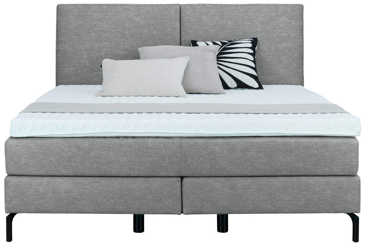 BOXSPRINGBETT 160/200 cm  in Grau  - Schwarz/Grau, Konventionell, Textil/Metall (160/200cm) - Dieter Knoll