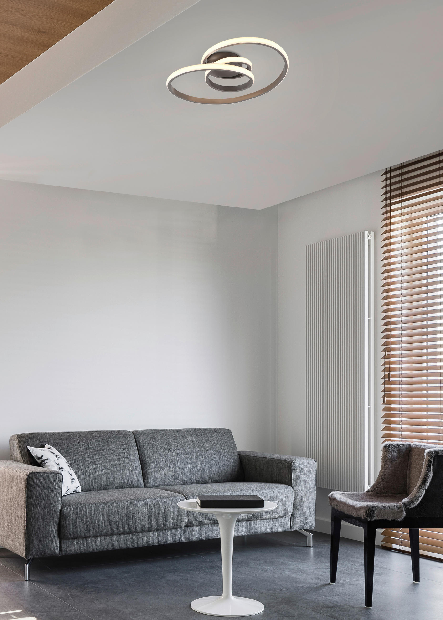 LED-DECKENLEUCHTE     - Nickelfarben, Design, Metall (53/17/43cm) - P & B