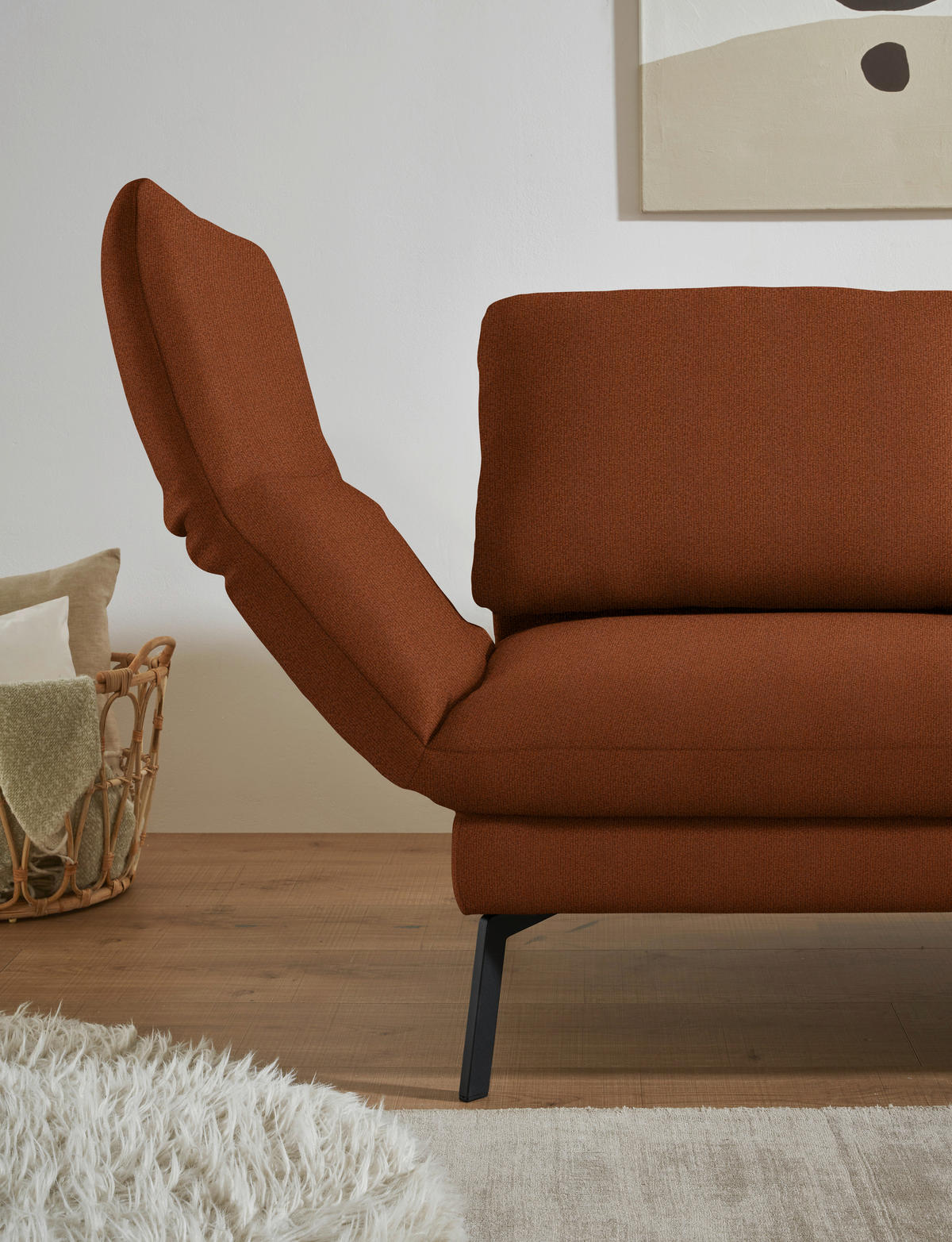 ECKSOFA  in Flachgewebe Kupferfarben  255-365/175-224 cm  - Schwarz/Kupferfarben, Design, Textil/Metall (255-365/175-224cm) - Dieter Knoll
