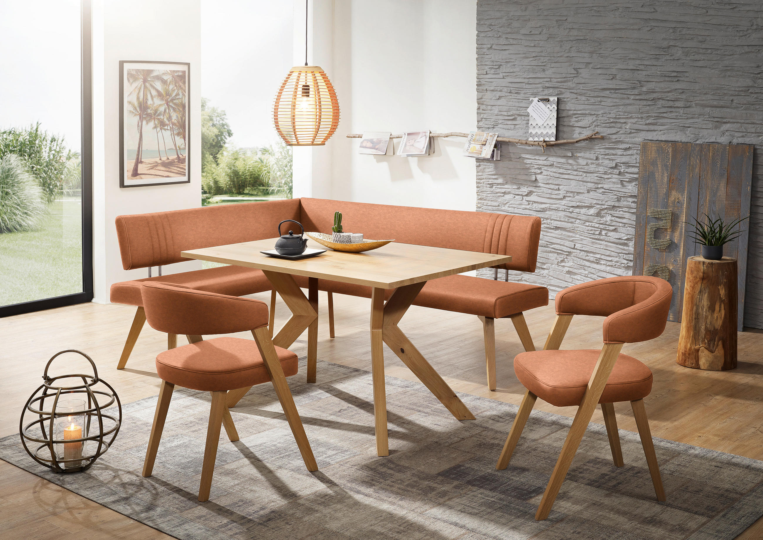 ECKBANK 160/170 cm  in Cognac, Wildeiche  - Wildeiche/Eichefarben, Design, Holz/Textil (160/170cm) - Venda