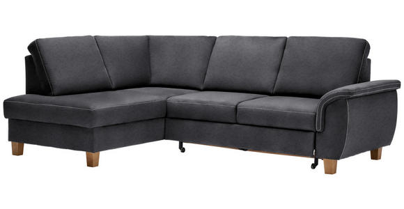 ECKSOFA Grau Flachgewebe  - Eichefarben/Grau, Design, Holz/Textil (185/253cm) - Cantus