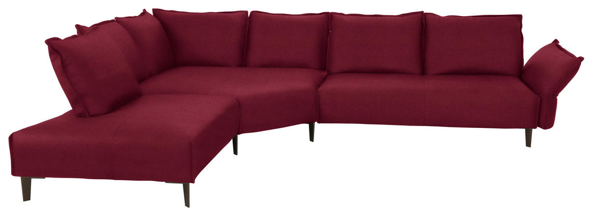 ECKSOFA in Echtleder Rot  - Rot/Schwarz, Design, Leder/Metall (272/340cm) - W.Schillig