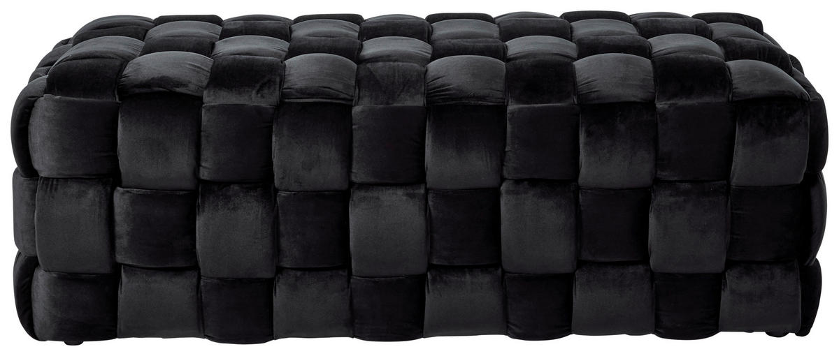 HOCKERBANK 118/43/50 cm Samt Schwarz Eukalyptusholz  - Schwarz, MODERN, Holz/Textil (118/43/50cm)