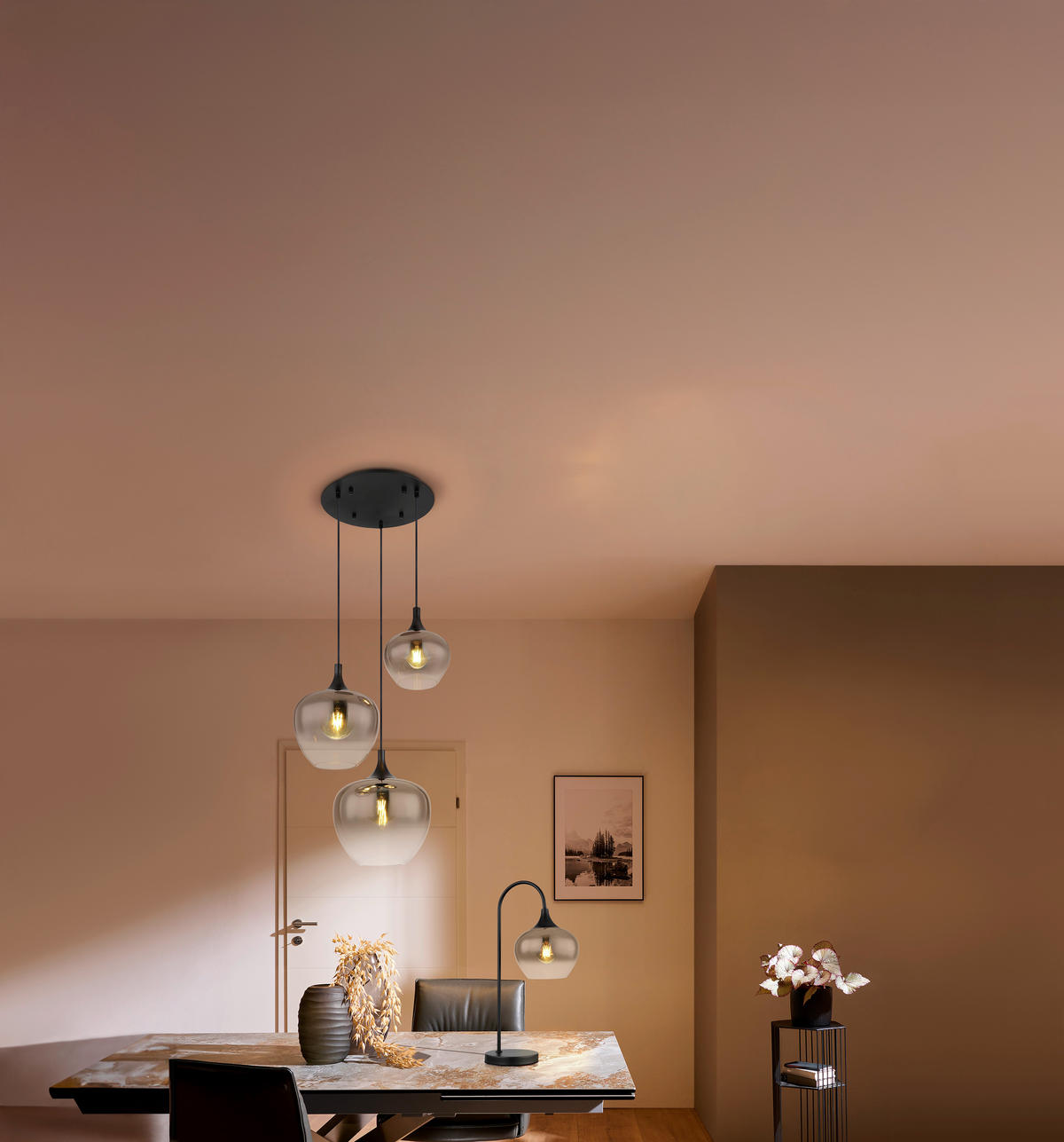 HÄNGELEUCHTE 100/18/120 cm    - Schwarz, Design, Glas/Metall (100/18/120cm) - Globo