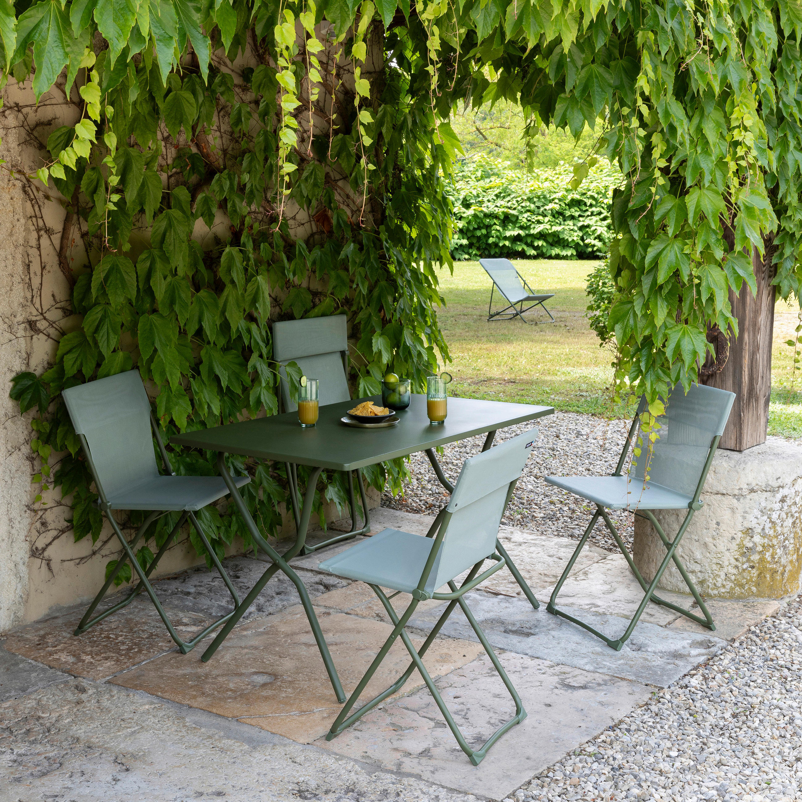 GARTENKLAPPTISCH 120/70/73 cm Metall rechteckig  - Waldgrün, Basics, Metall (120/70/73cm) - Lafuma Mobilier