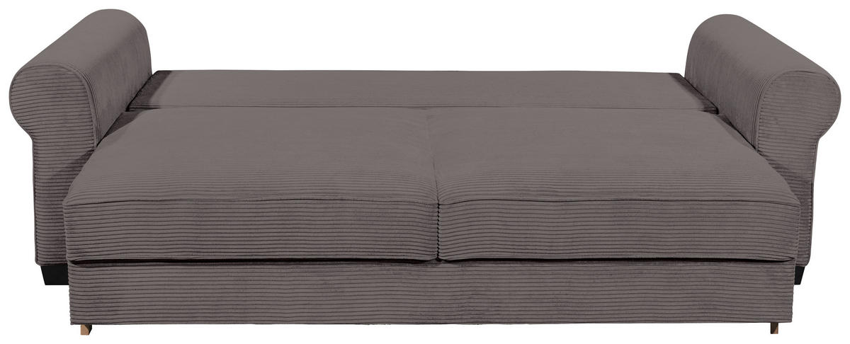 SCHLAFSOFA  mit Stoffauswahl, Liegefunktion, Rücken echt Cord Dunkelgrau  - Dunkelgrau/Schwarz, KONVENTIONELL, Kunststoff/Textil (250/95/125cm) - Hom`in